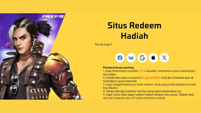 kode redeem free fire 2 september 2024